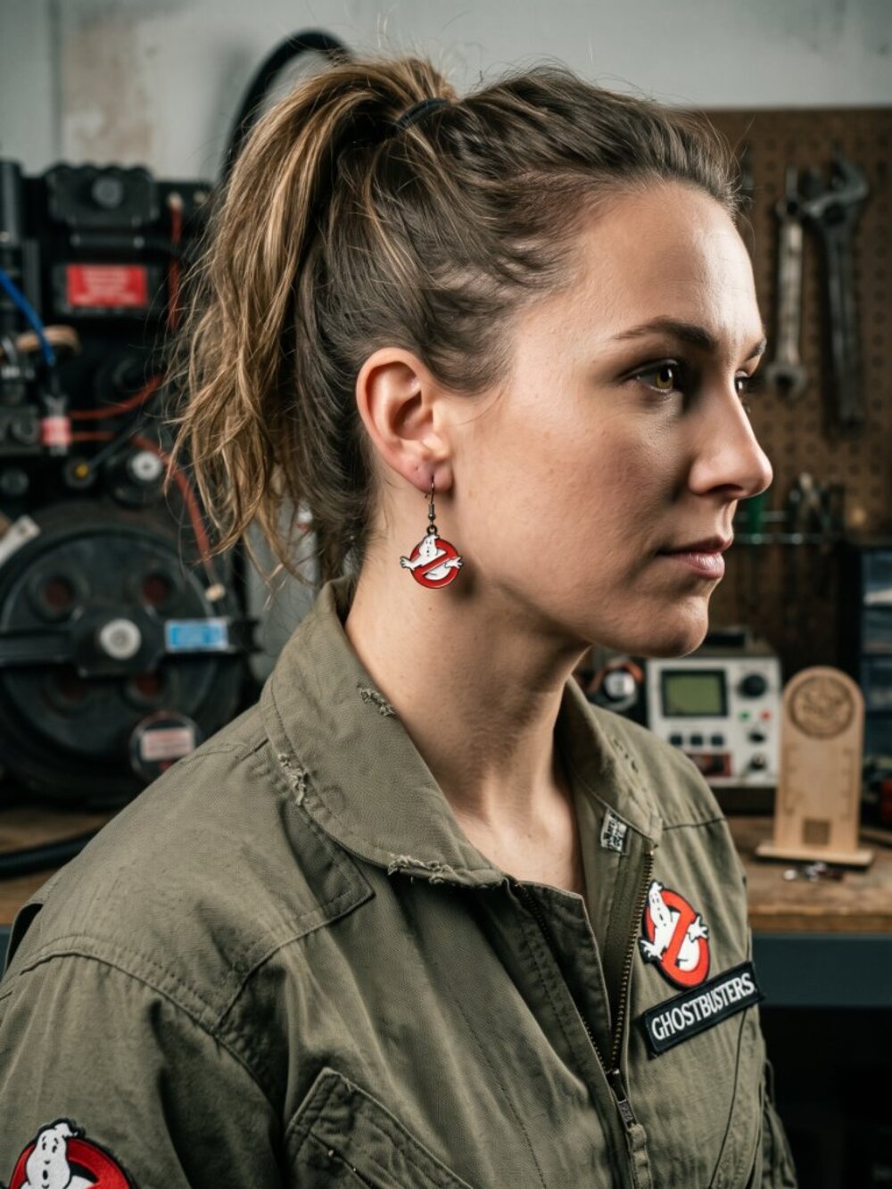 Ghostbusters 'No-Ghost' Logo Enamel Dangle Earrings | Spooky Sci-Fi Jewelry